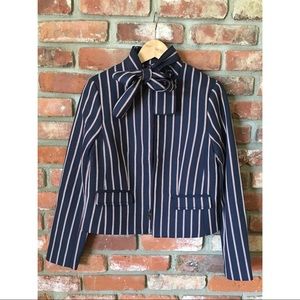 Banana Republic Bow Neck Tie Striped Jacket NEW